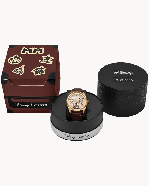Hometown Mickey Mouse Beige Dial Leather Strap AW0088-04W | CITIZEN Hometown Mickey Mouse Beige Dial Leather Strap AW0088-04W | CITIZEN